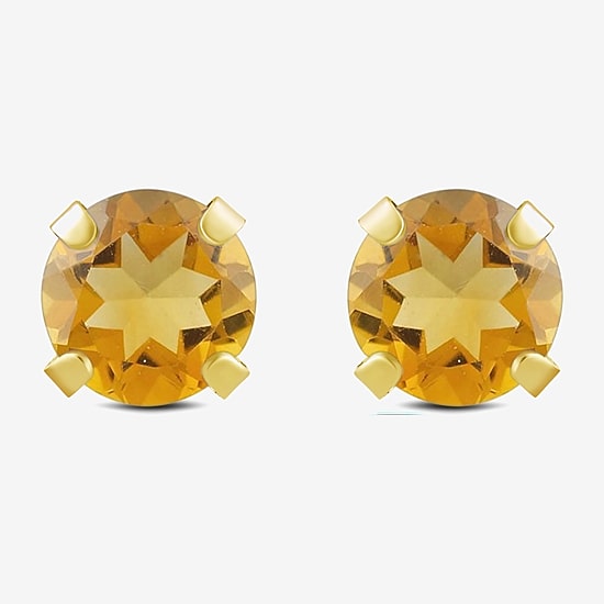 Gemstone 10K Gold 6mm Round Stud Earrings