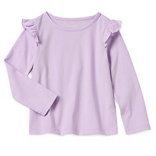 Okie Dokie Toddler & Little Girls Round Neck Long Sleeve T-Shirt, 12 Months, Purple