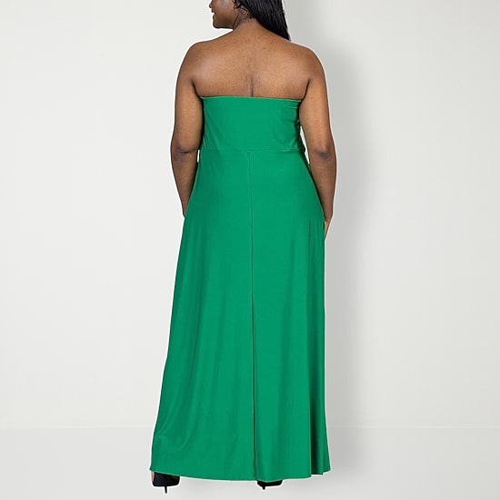 24seven Comfort Apparel Womens Plus Straight Neck Sleeveless Maxi Dress
