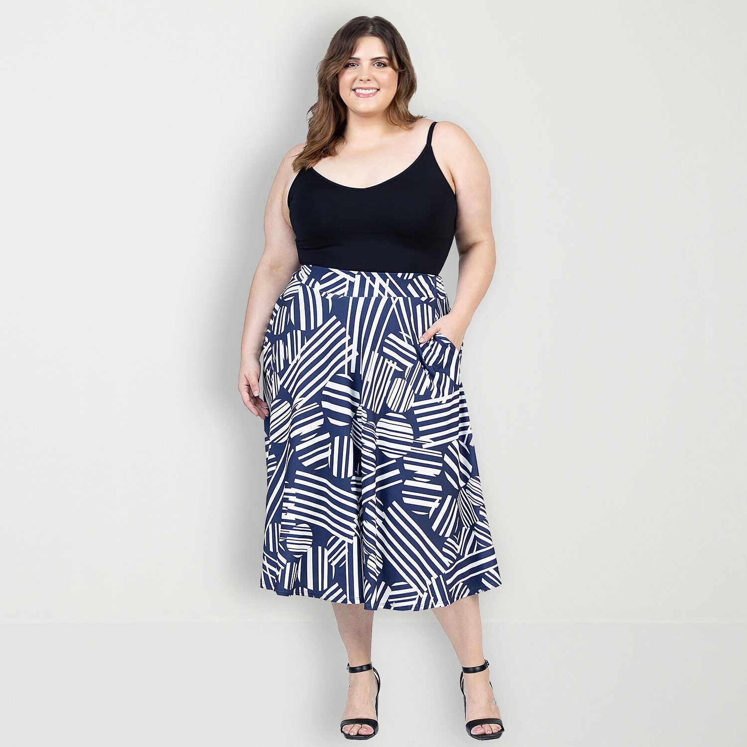 24seven Comfort Apparel Womens Plus Midi A-Line Skirt