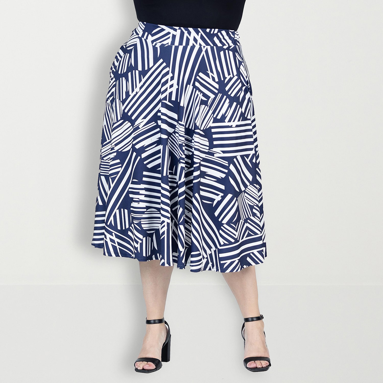 24seven Comfort Apparel Womens Plus Midi A-Line Skirt