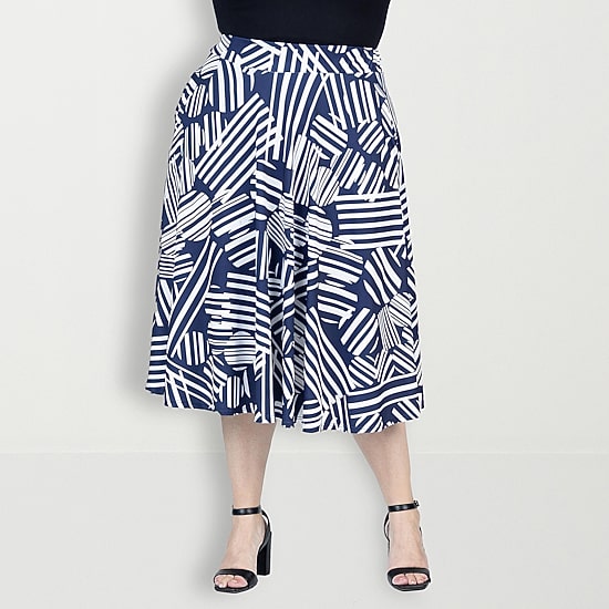 24seven Comfort Apparel Womens Plus Midi A-Line Skirt