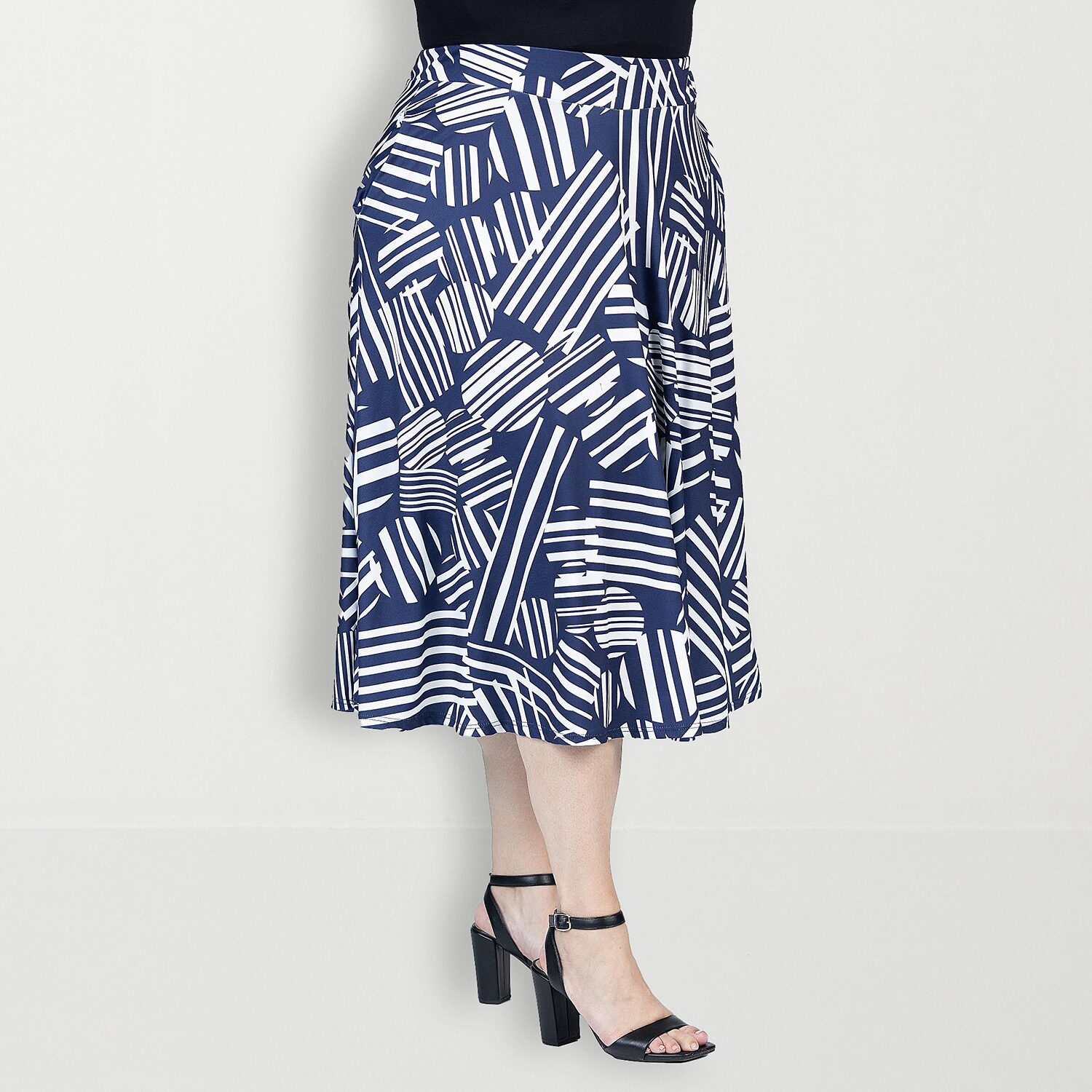 24seven Comfort Apparel Womens Plus Midi A-Line Skirt