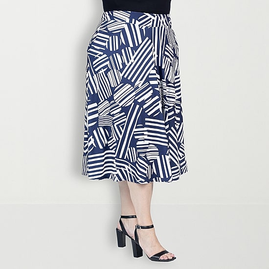 24seven Comfort Apparel Womens Plus Midi A-Line Skirt