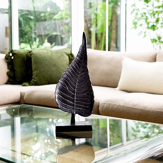 Nearly Natural 17" Aluminum Bodhi Leaf Figurine