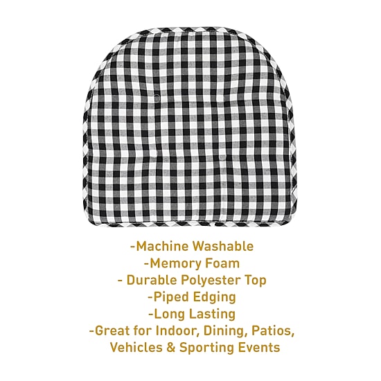 Sweet Home Collection™ Checkered Buffalo Check U Shaped Memory Foam 17" x 16" Chair Cushions