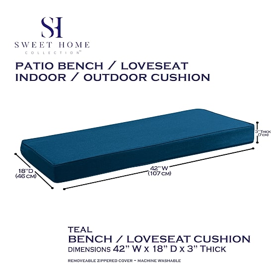 Sweet Home Collection™ Indoor/Outdoor Patio Bench Foam Cushion 18" x 42"