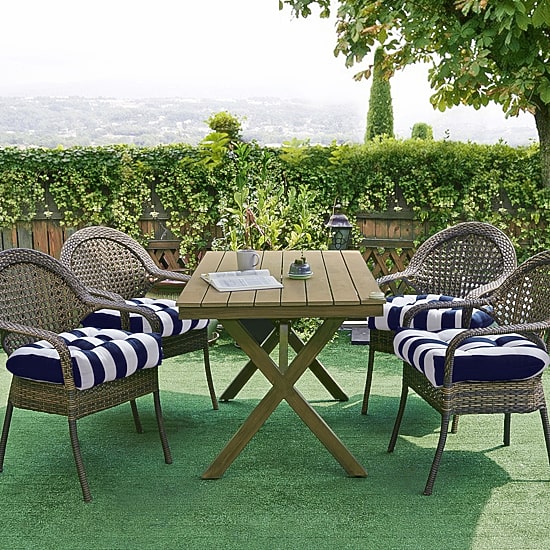 Sweet Home Collection™ Havana Stripe Patio Cushions Indoor/Outdoor Reversible Chair Pads Tufted 19" x 19"
