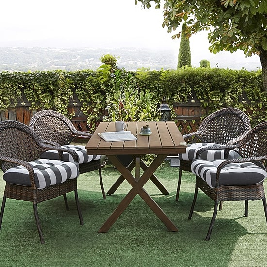 Sweet Home Collection™ Havana Stripe Patio Cushions Indoor/Outdoor Reversible Chair Pads Tufted 19" x 19"