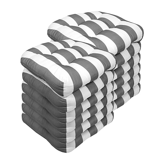 Sweet Home Collection™ Havana Stripe Patio Cushions Indoor/Outdoor Reversible Chair Pads Tufted 19" x 19"