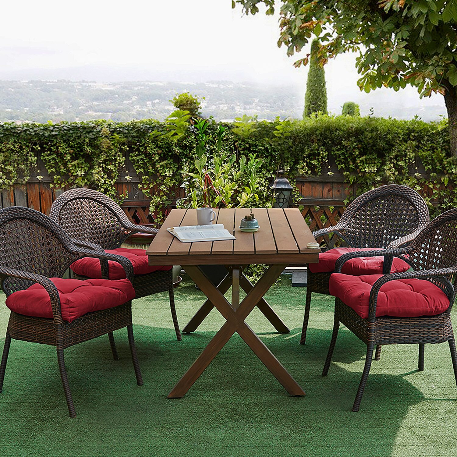 Sweet Home Collection™ Patio Cushions Indoor/Outdoor Reversible Chair Pads Tufted 19" x