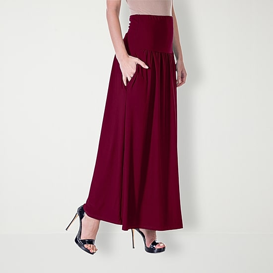24seven Comfort Apparel Womens Stretch Fabric Maxi Skirt