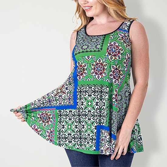 24seven Comfort Apparel Womens Scoop Neck Sleeveless Tunic Top