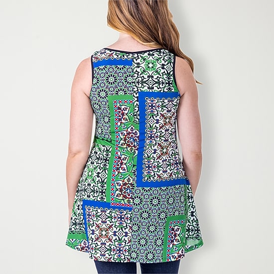 24seven Comfort Apparel Womens Scoop Neck Sleeveless Tunic Top
