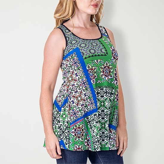 24seven Comfort Apparel Womens Scoop Neck Sleeveless Tunic Top