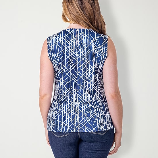 24seven Comfort Apparel Womens Round Neck Sleeveless Blouse
