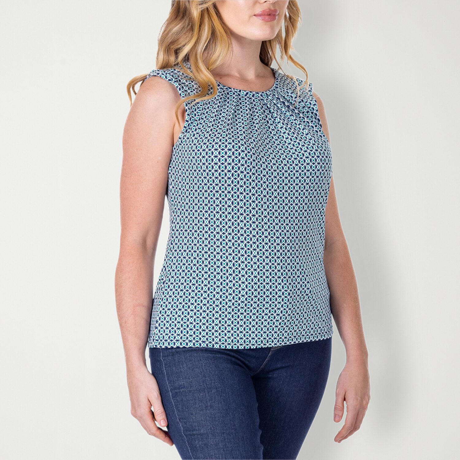 24seven Comfort Apparel Womens Round Neck Sleeveless Blouse