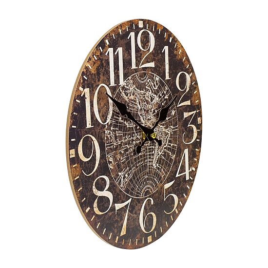 Northlight 12" Battery Operated Brown World Globe Wall Clock