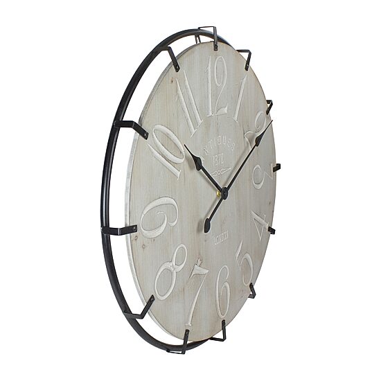 Northlight 23.5" Black Metal And Wood Country Rustic Wall Clock