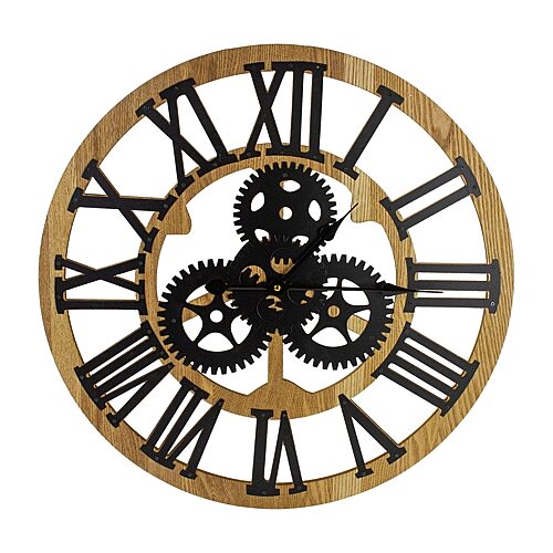 Northlight 24" Battery Operated Roman Numeral With Cogs Wall Clock, One Size, Brown