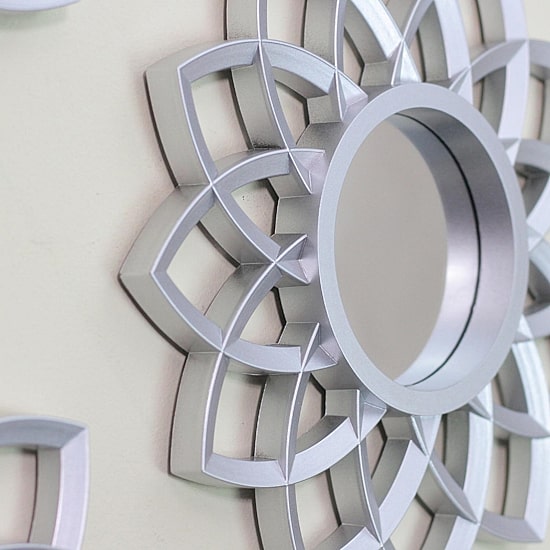 Northlight 10" Matte Silver Arched Floral Round Wall Mirror
