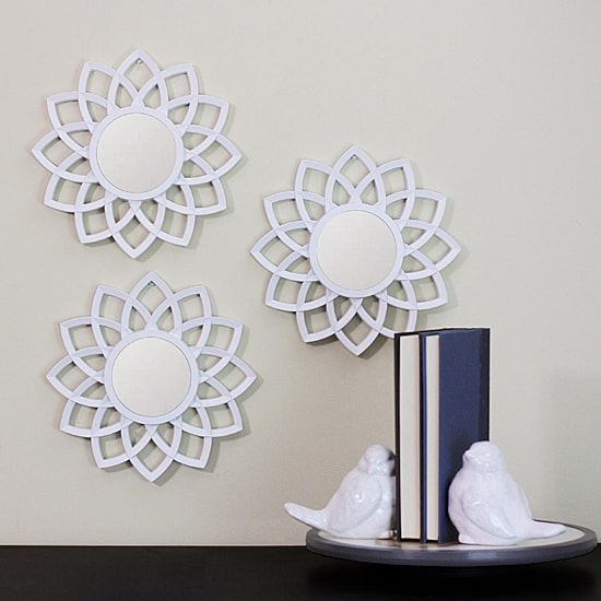 Northlight 9.5" Arched Floral Matte White Wall Mirror