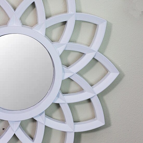 Northlight 9.5" Arched Floral Matte White Wall Mirror