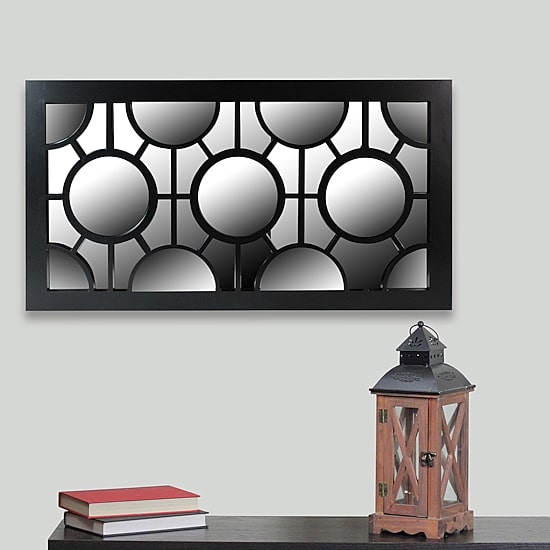 Northlight 25.5" Black Geometric Round Wall Mirror