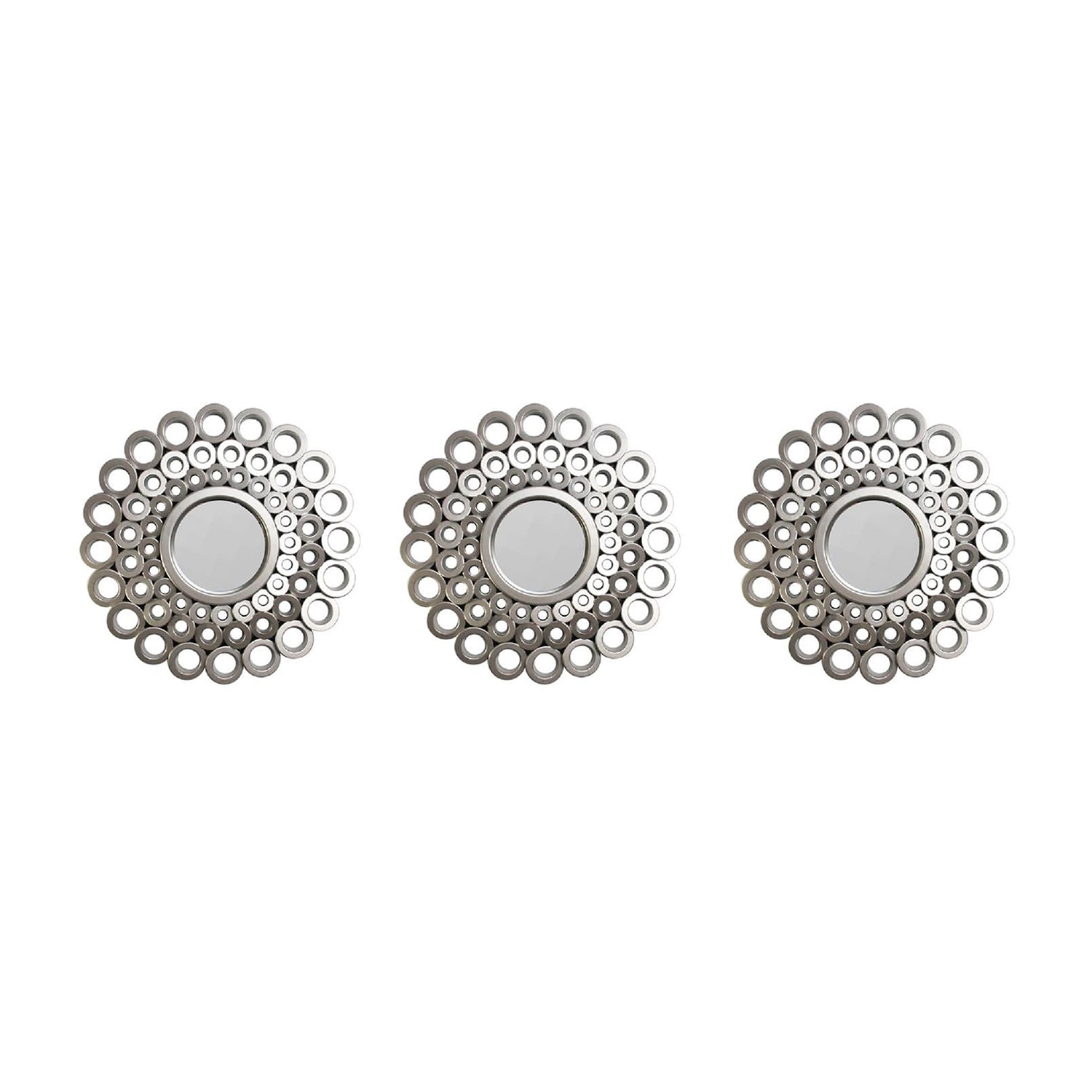 Northlight 10" Gray Cascading Angular Orb Round Wall Mirror