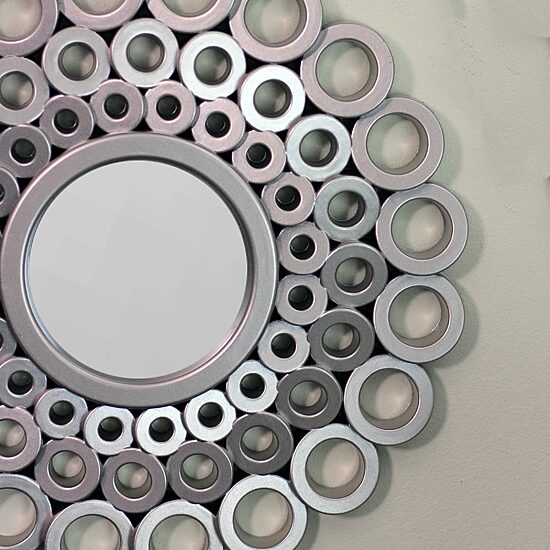 Northlight 10" Gray Cascading Angular Orb Round Wall Mirror
