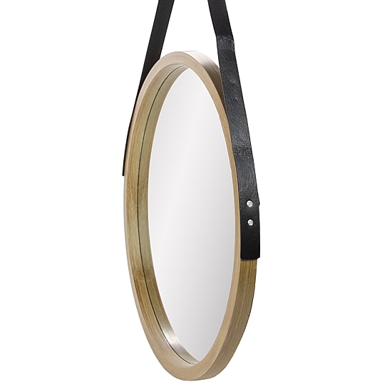 Northlight 21" Beige With Woodgrain Finish Round Wall Mirror