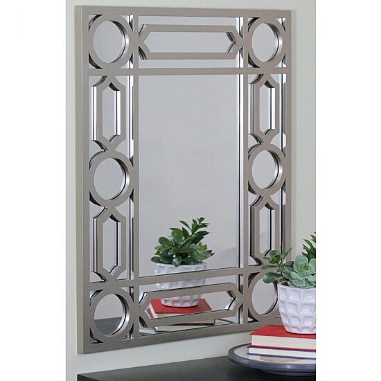 Northlight 29.5" Gray Framed Geometric Design Rectangular Wall Mirror
