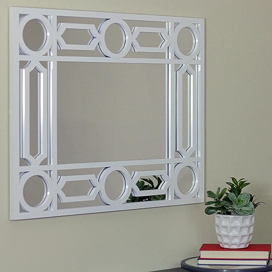Northlight 29.5" White Framed Geometric Openwork Rectangular Wall Mirror