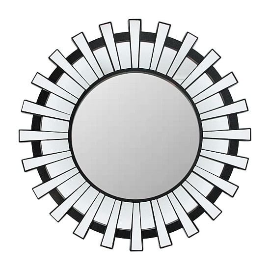 Northlight 25.5" Black Sunburst Mounted Round Wall Mirror