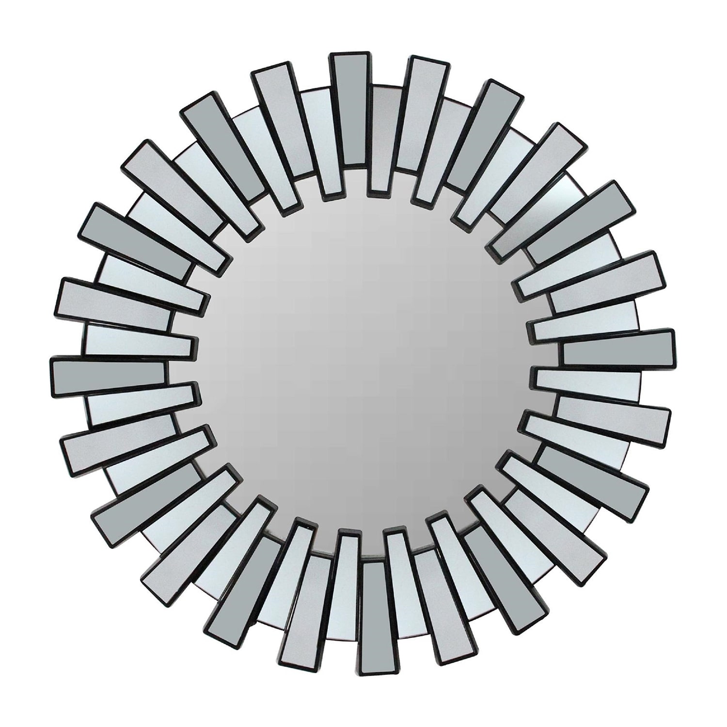 Northlight 25.5" Matte Black Aztec Sunburst Round Wall Mirror