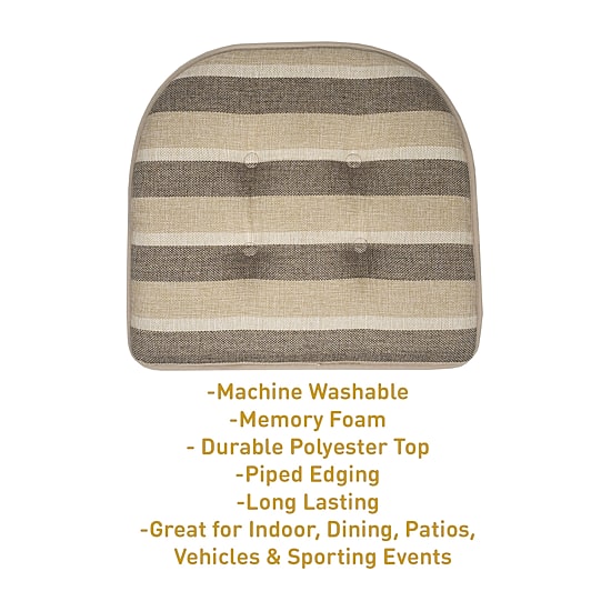 Sweet Home Collection™ Bradford Striped U Shaped Memory Foam 17" x 16" Chair Cushion