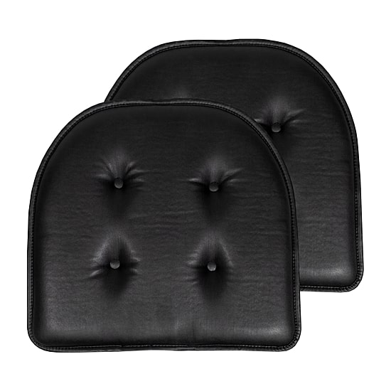Sweet Home Collection™ U-Shape Faux Leather No Slip Memory Foam Chair Cushion 16" x 17"
