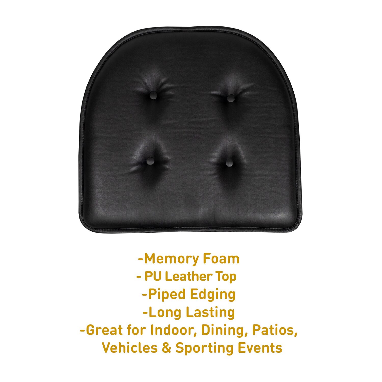 Sweet Home Collection™ U-Shape Faux Leather No Slip Memory Foam Chair Cushion 16" x 17"