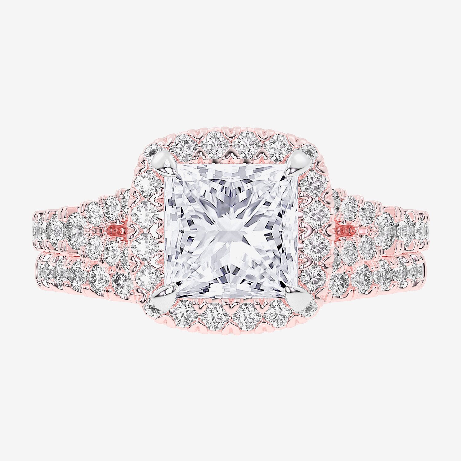G-H / Si1-Si2) Womens / CT. T.W. Lab Grown White Diamond 14K Gold Side Stone Halo Bridal Set