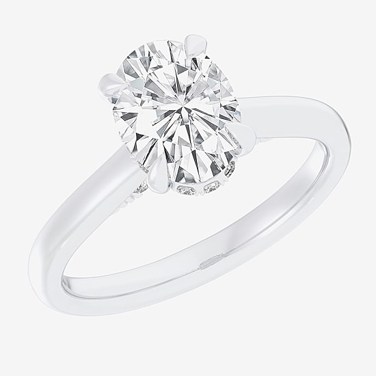 (G-H / Si1-Si2) Womens 1 1/7 CT. T.W. Lab Grown White Diamond 14K Gold Oval Solitaire Engagement Ring