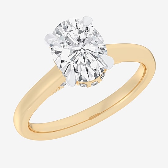 (G-H / Si1-Si2) Womens 1 1/7 CT. T.W. Lab Grown White Diamond 14K Gold Oval Solitaire Engagement Ring