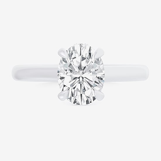 (G-H / Si1-Si2) Womens 3 1/4 CT. T.W. Lab Grown White Diamond 14K Gold Oval Solitaire Engagement Ring