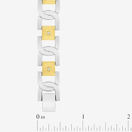 Mens 1/10 CT. T.W. White Diamond Stainless Steel Wrap Bracelet