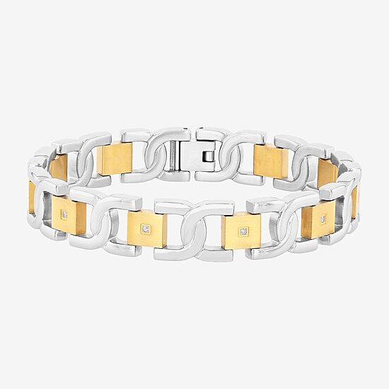 Mens 1/10 CT. T.W. White Diamond Stainless Steel Wrap Bracelet