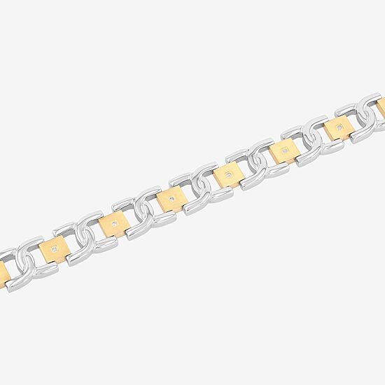 Mens 1/10 CT. T.W. White Diamond Stainless Steel Wrap Bracelet