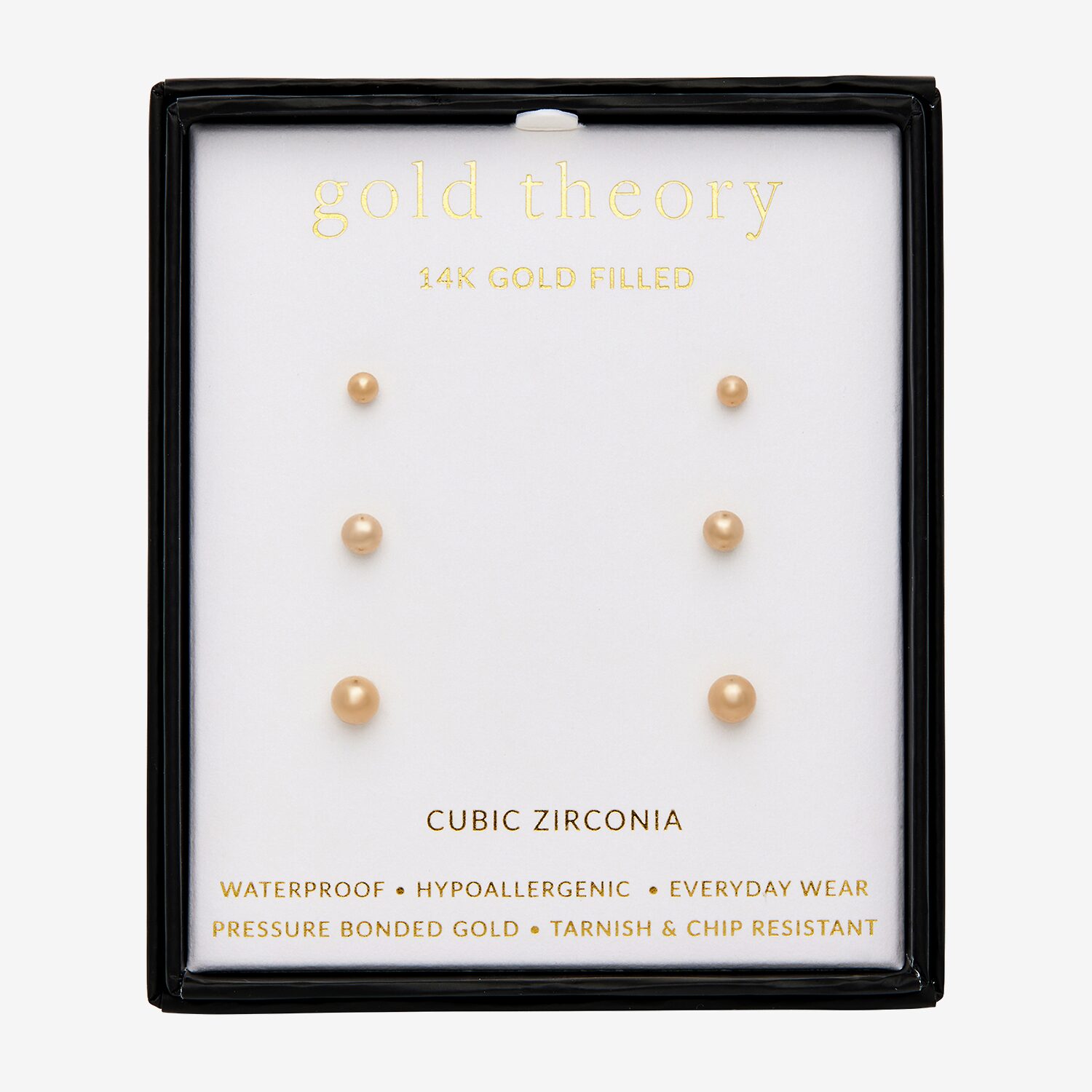 Gold Theory Womens Round 3 Pair Earring Set