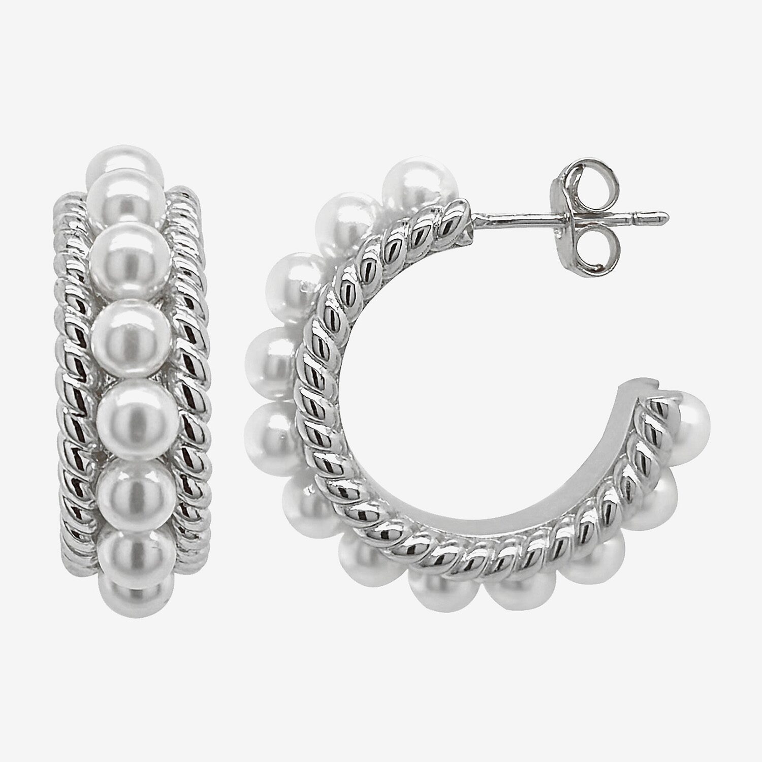 Sparkle Allure Womens White Simulated Pearl 26mm Hypoallergenic Hoop Earrings