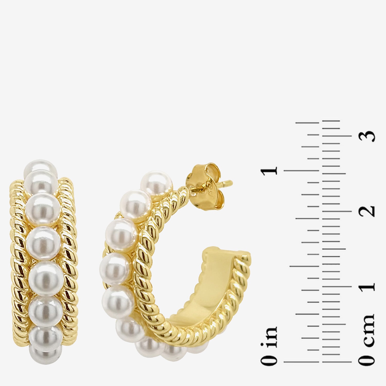Sparkle Allure Womens White Simulated Pearl 14K Gold Over Brass 26mm Hypoallergenic Hoop Earrings