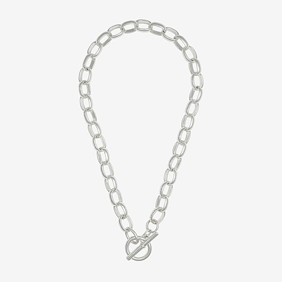 Bold Elements Silver Tone Womens 18 Inch Omega Chain Necklace