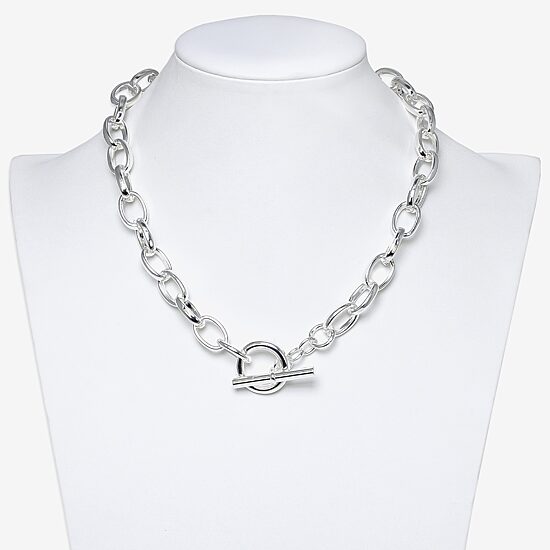Bold Elements Silver Tone Womens 18 Inch Omega Chain Necklace